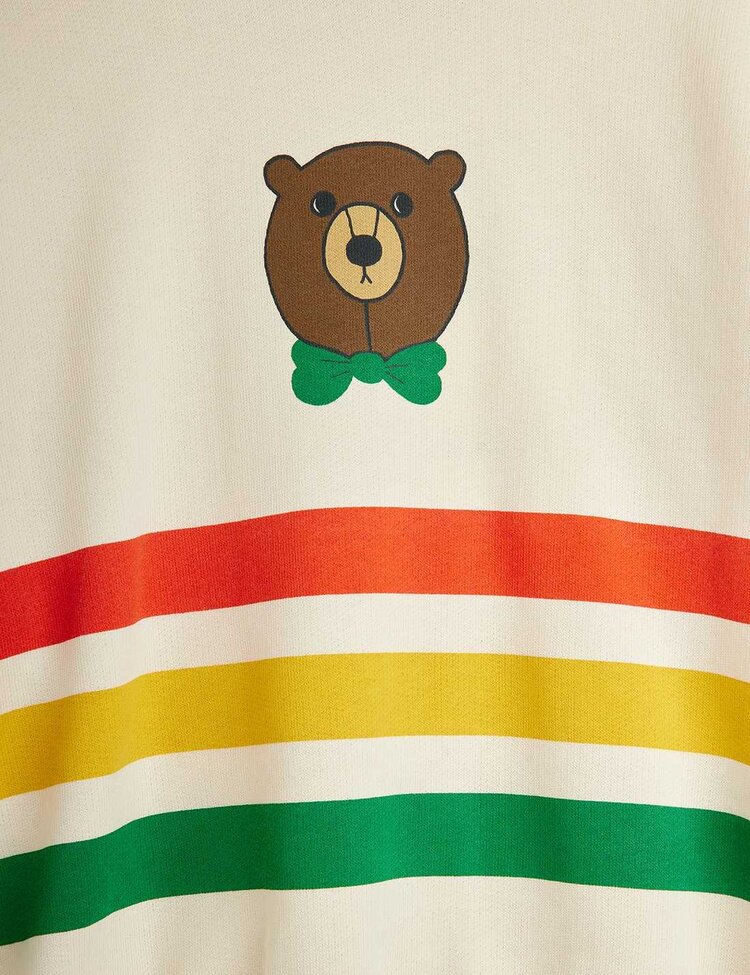 Mini Rodini Bear Stripe Sweatshirt - White/Multicolor