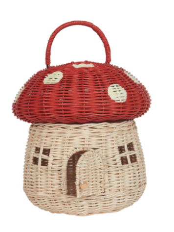 Olli Ella Rattan Mushroom Basket - Red