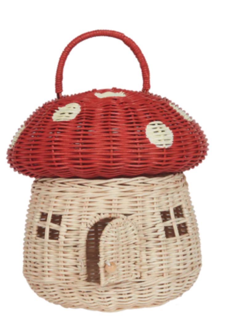 Olli Ella Rotan Mushroom Mandje - Red
