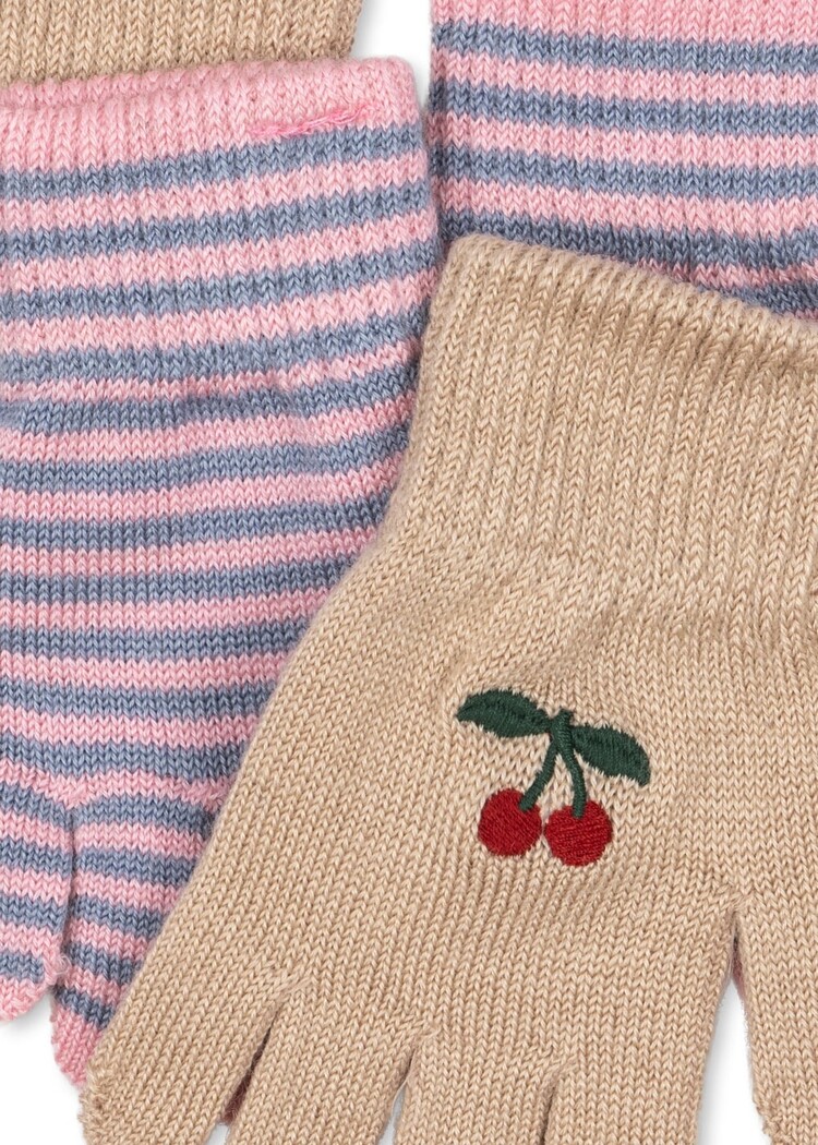 Konges Sløjd 2-Pack Filla Handschoenen - Cherry/Stripe