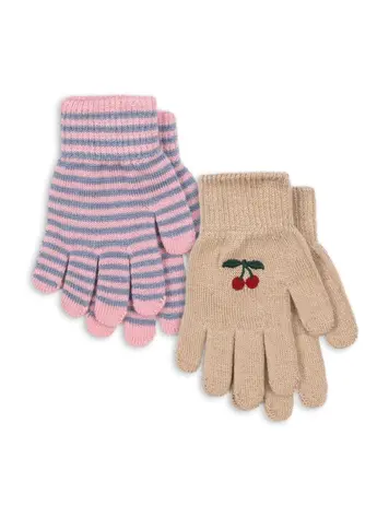 Konges Sløjd 2-Pack Filla Handschoenen - Cherry/Stripe