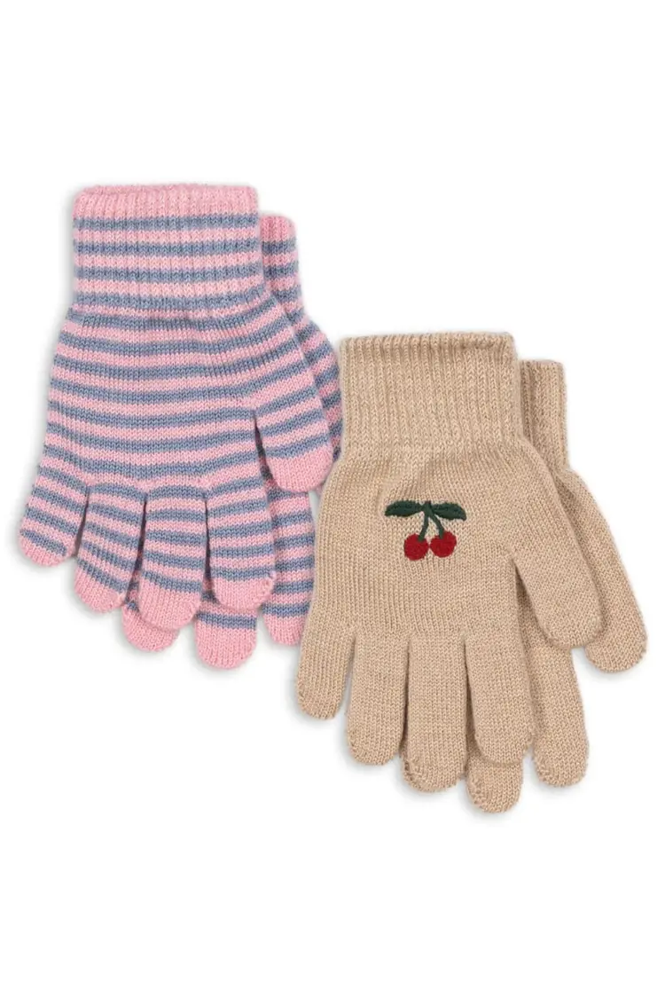 Konges Sløjd 2-Pack Filla Handschoenen - Cherry/Stripe