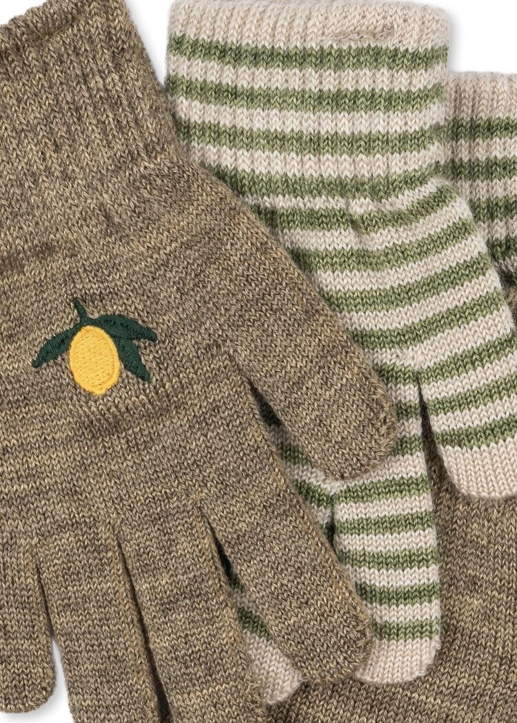 Konges Sløjd 2-Pack Filla Handschoenen - Lemon/Stripe