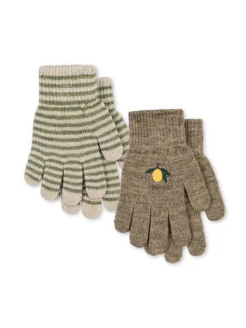 Konges Sløjd 2-Pack Filla Handschoenen - Lemon/Stripe