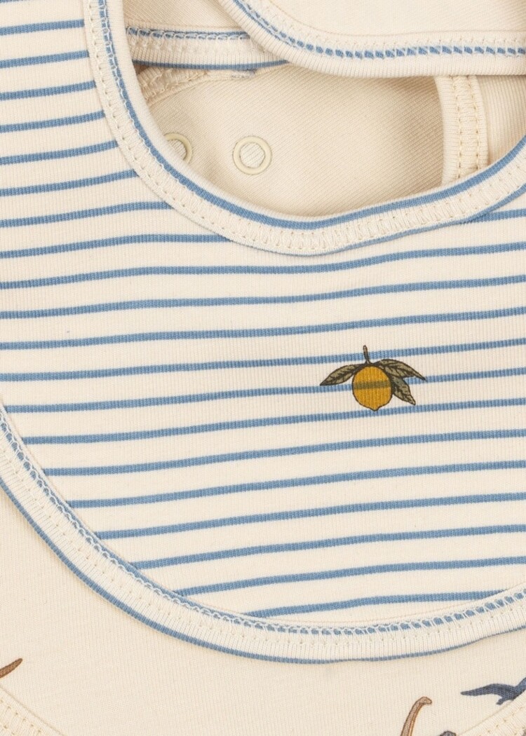 Konges Sløjd Basic 2 Pack Bib - Kubi/Stripe Blue