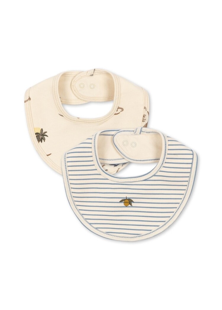 Konges Sløjd Basic 2 Pack Bib - Kubi/Stripe Blue