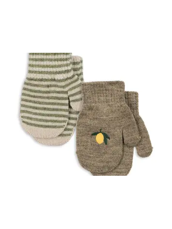 Konges Sløjd 2-Pack Filla Wanten - Lemon/Stripe (1-2J)