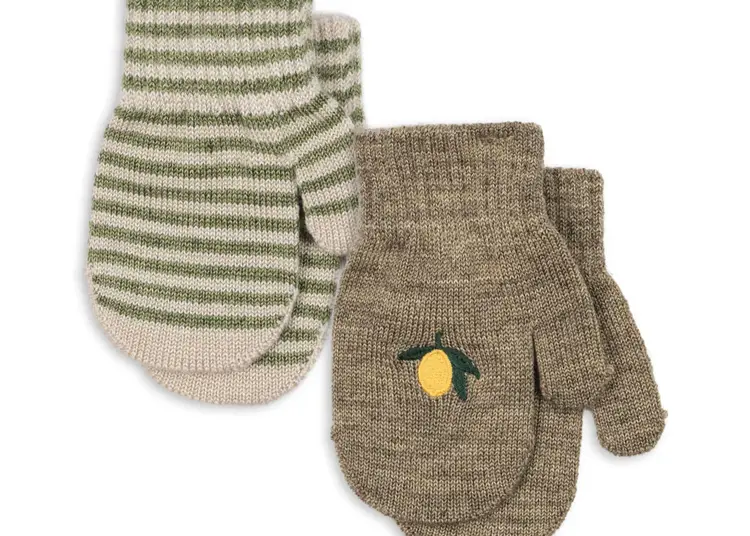 Konges Sløjd 2-Pack Filla Wanten - Lemon/Stripe (1-2J)