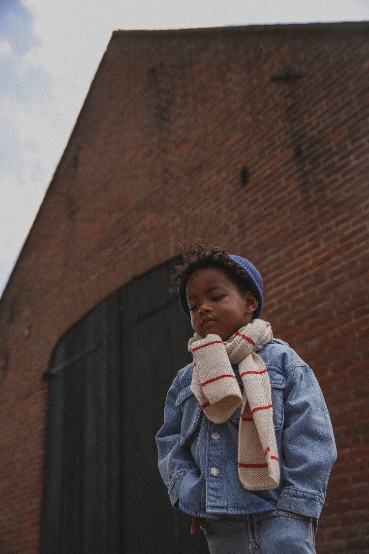 Hvid Sjaal Igor - Cream/Red