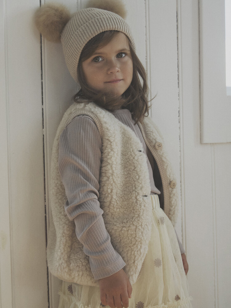 Huttelihut Vest Wool Teddy w. Lining - Cement