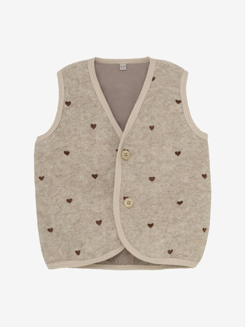 Huttelihut Vest Wool Emb. w. Lining - Sand Melange
