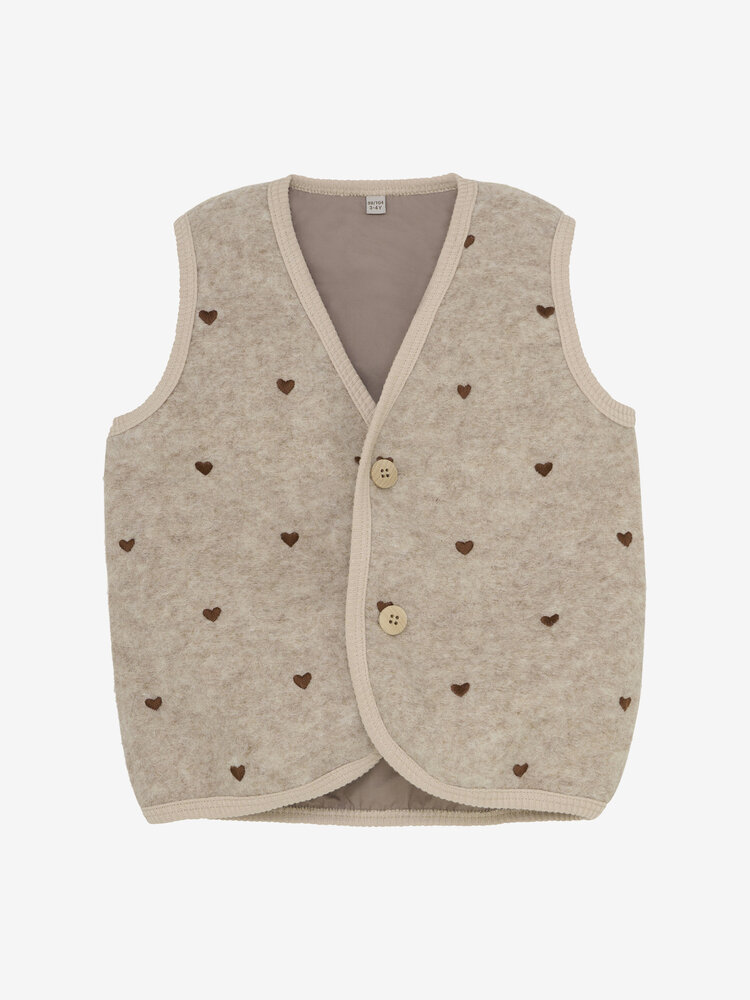 Huttelihut Vest Wool Emb. w. Lining - Sand Melange
