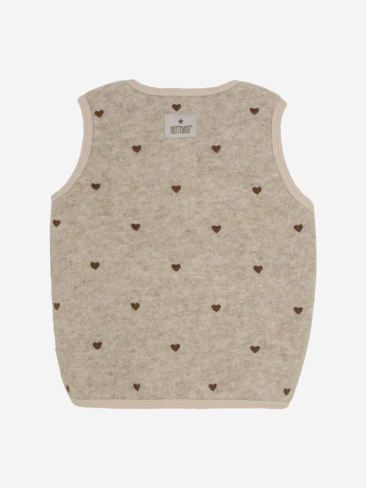 Huttelihut Vest Wool Emb. w. Lining - Sand Melange