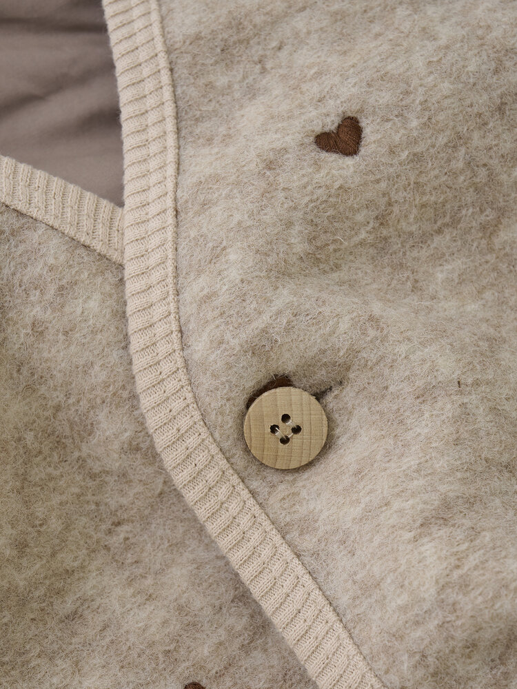 Huttelihut Vest Wool Emb. w. Lining - Sand Melange