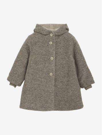 Huttelihut Coat Wool Teddy w. Lining - Camel Melange