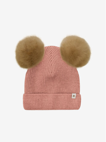 Huttelihut Hat Knit Alpaca Pompoms - Burlwood
