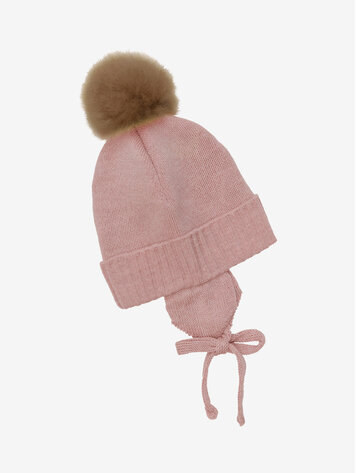 Huttelihut Bonnet Wool Knit Alpaca Pompom - Burlwood