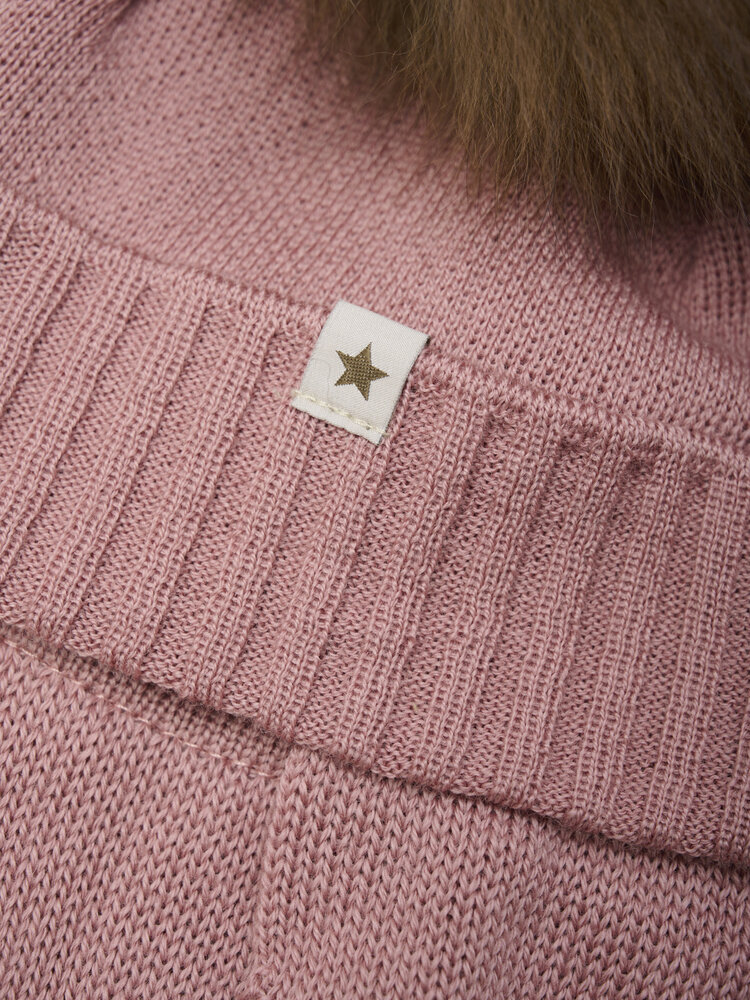 Huttelihut Bonnet Wool Knit Alpaca Pompom - Burlwood