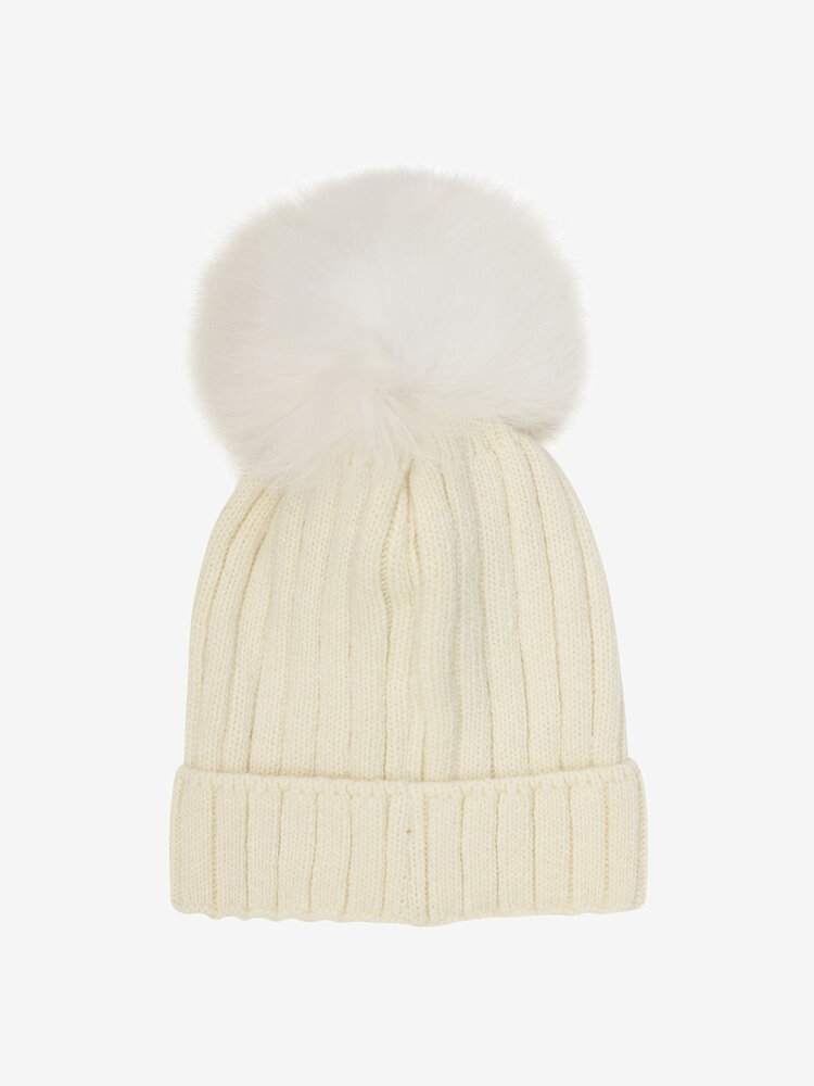 Huttelihut Hat Knit Alpaca Pompom - Tofu