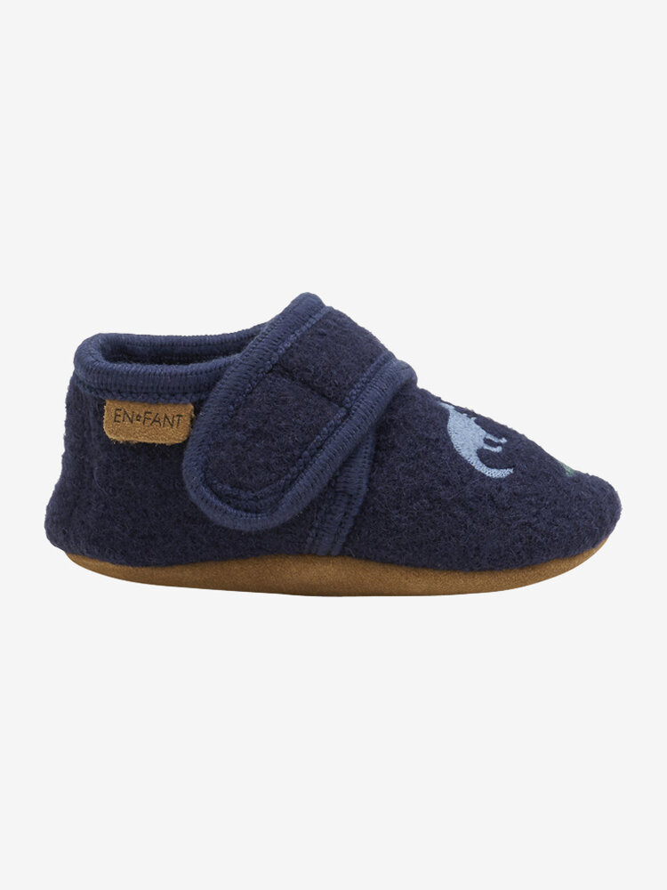 Wollen Pantoffels w. Embroidery - Navy