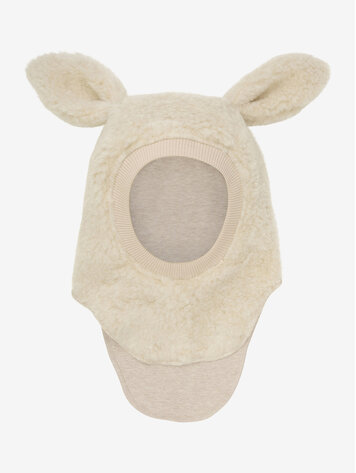 Huttelihut Balaclava Ears Wool Teddy - Cement