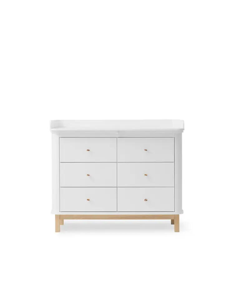 Oliver Furniture Wood Nursery Dresser 6 Drawers w. Top Large - White/Oak