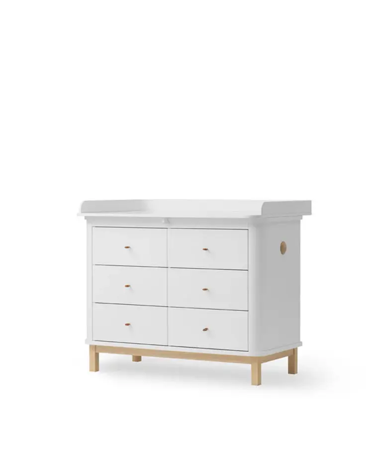 Oliver Furniture Wood Nursery Dresser 6 Drawers w. Top Large - White/Oak