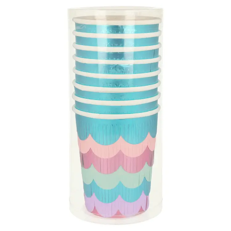 Meri Meri Mermaid Scalloped Fringe Cups - 8pack