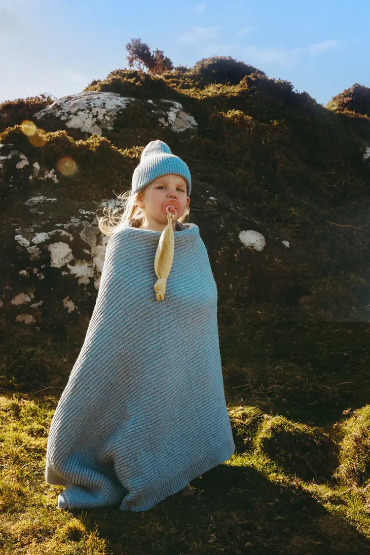 Hvid Blanket Gaston - Frost Blue