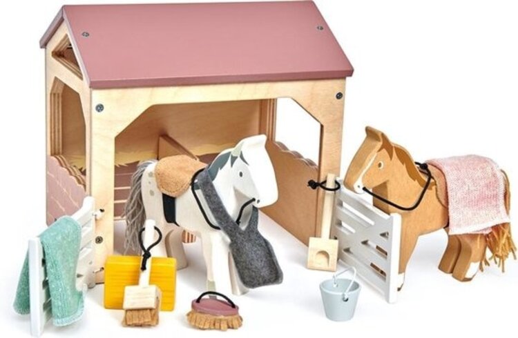 Tender Leaf Toys Stable & 2 Ponies