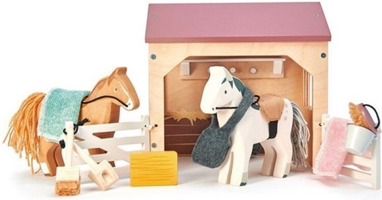 Tender Leaf Toys Stable & 2 Ponies