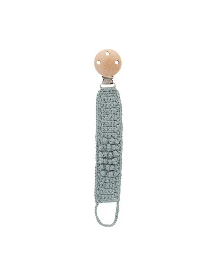 Patti Oslo Pacifier Clip - Steel/Baby Blue