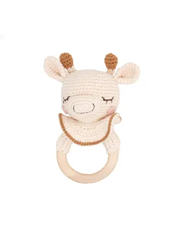 Patti Oslo Goldie The Giraffe Teething Ring - Cream/Caramel