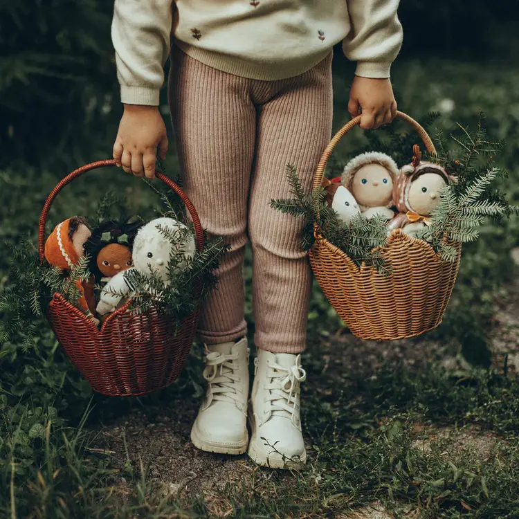 Olli Ella Rattan Poinsettia Carry Basket
