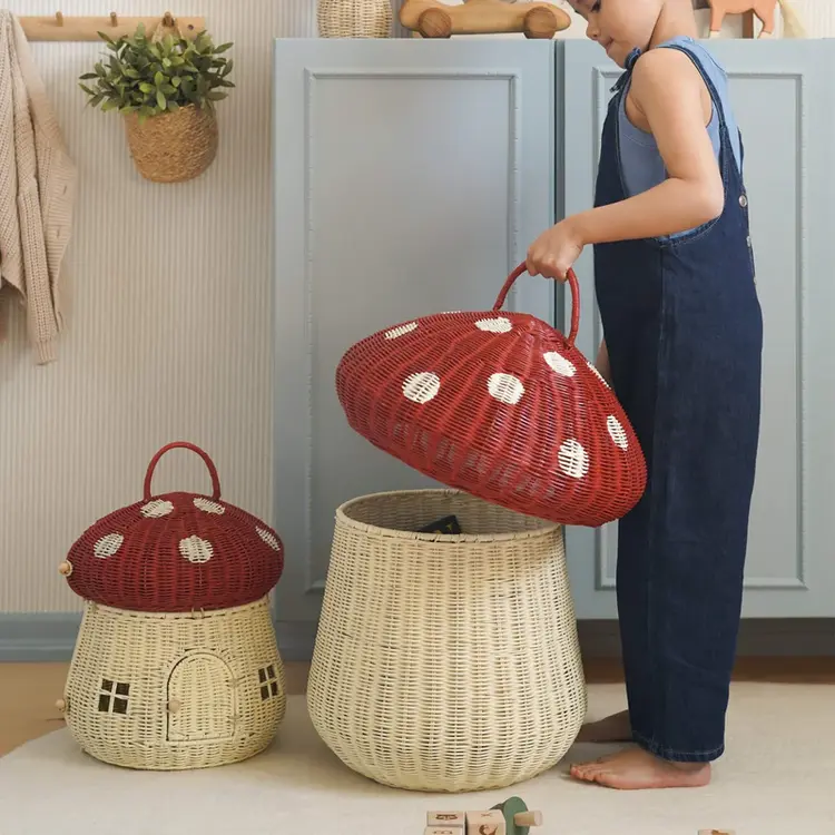 Olli Ella Mushroom Storage Basket - Red