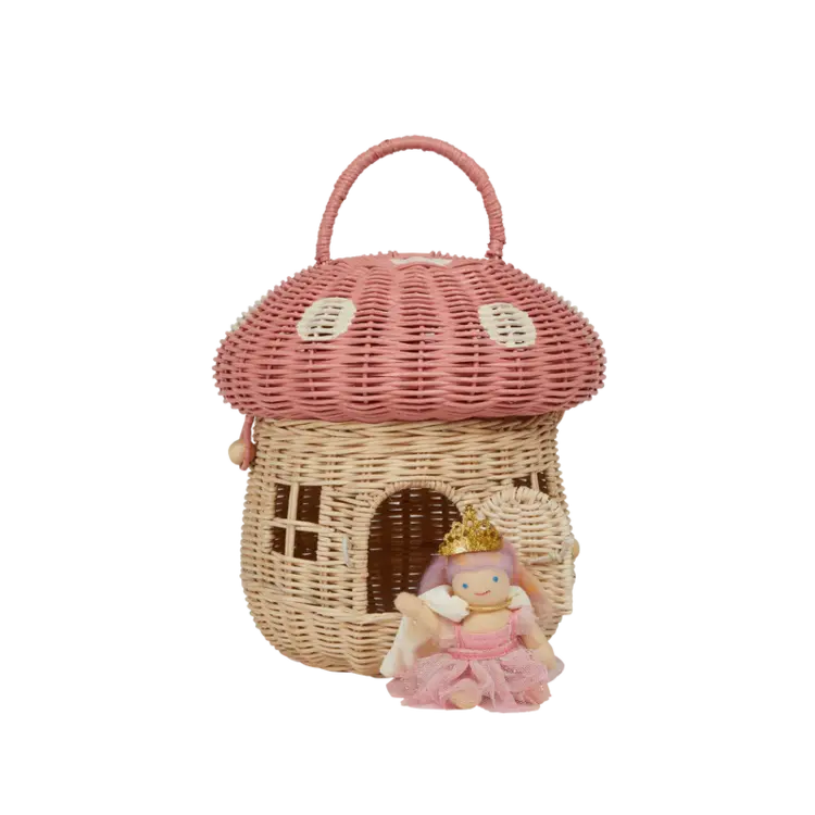 Olli Ella Rattan Mushroom Basket - Musk