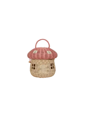 Olli Ella Rattan Mushroom Basket - Musk