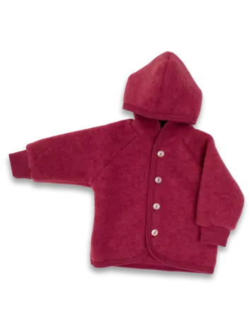 Engel Natur Hooded Jacket With Wooden Buttons - Jaspis Mélange