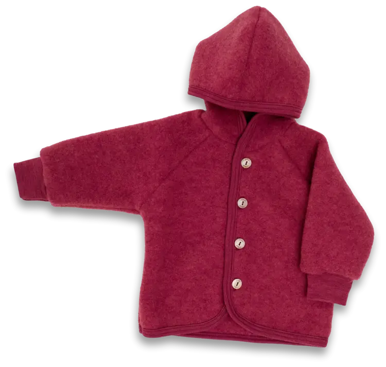 Engel Natur Hooded Jacket With Wooden Buttons - Jaspis Mélange