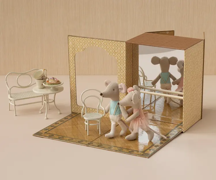 Maileg Ballet Mice In Dance Studio, Little Sister And Brother