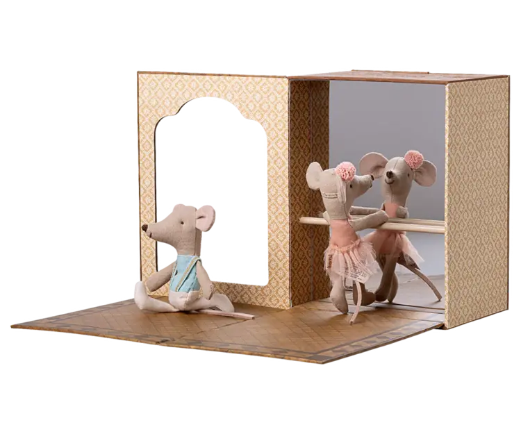 Maileg Ballet Mice In Dance Studio, Little Sister And Brother
