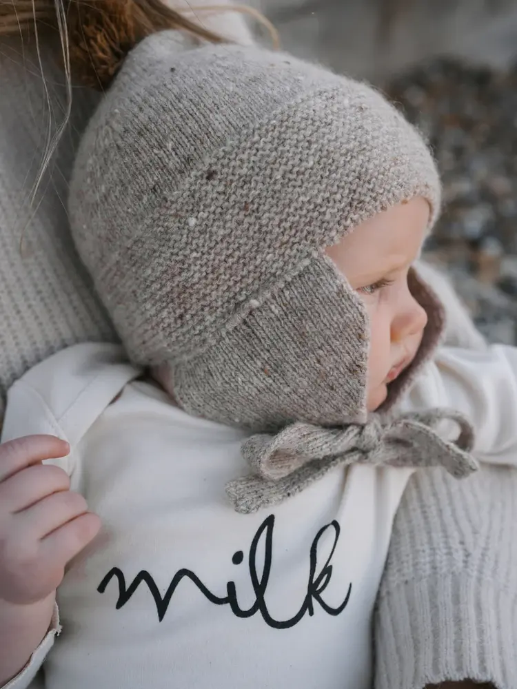 Organic Zoo Oatmeal Contrast Tassel Hat