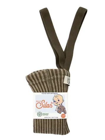 Silas Footed Special Tights - Seaweed Brown/Peanut Striped