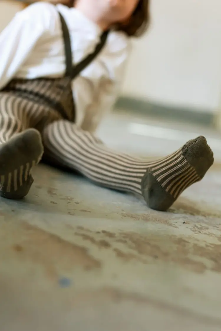 Silas Footed Special Tights - Seaweed Brown/Peanut Striped