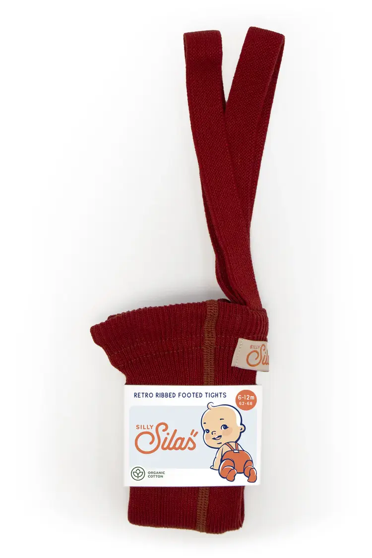 Silly Silas Footed Tights - Acorn Brown w. Maple Leaf