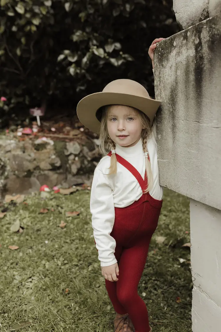 Silas Footed Tights - Acorn Brown w. Maple Leaf