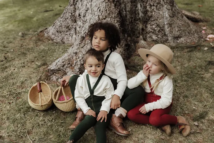 Silas Footless Tights - Maple Leaf w. Dark Forest Green