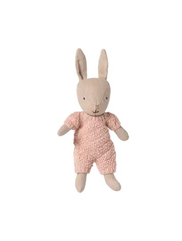 Maileg Rabbit, Micro - Sand - Rose Knitted Suit