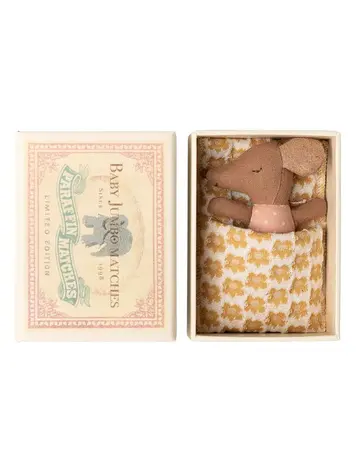 Maileg Sleepy Wakey Baby Mouse In Matchbox - Rose
