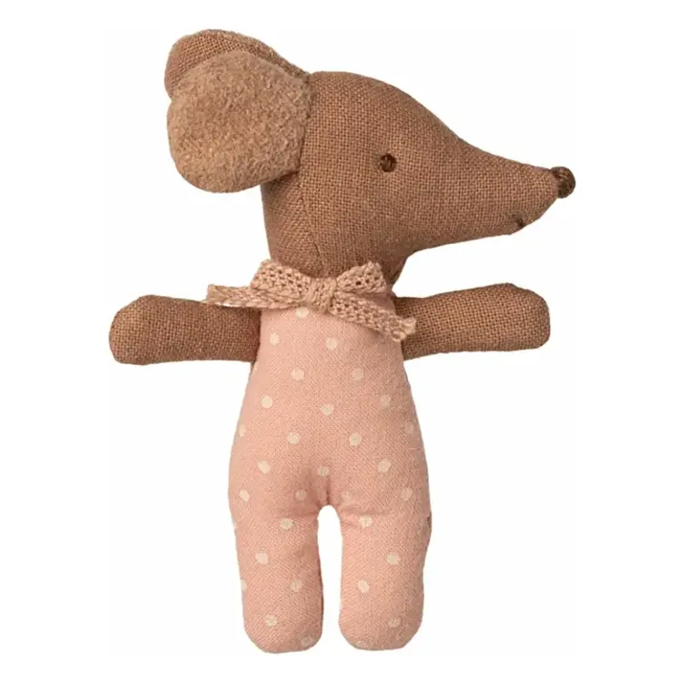 Maileg Sleepy Wakey Baby Mouse In Matchbox - Rose